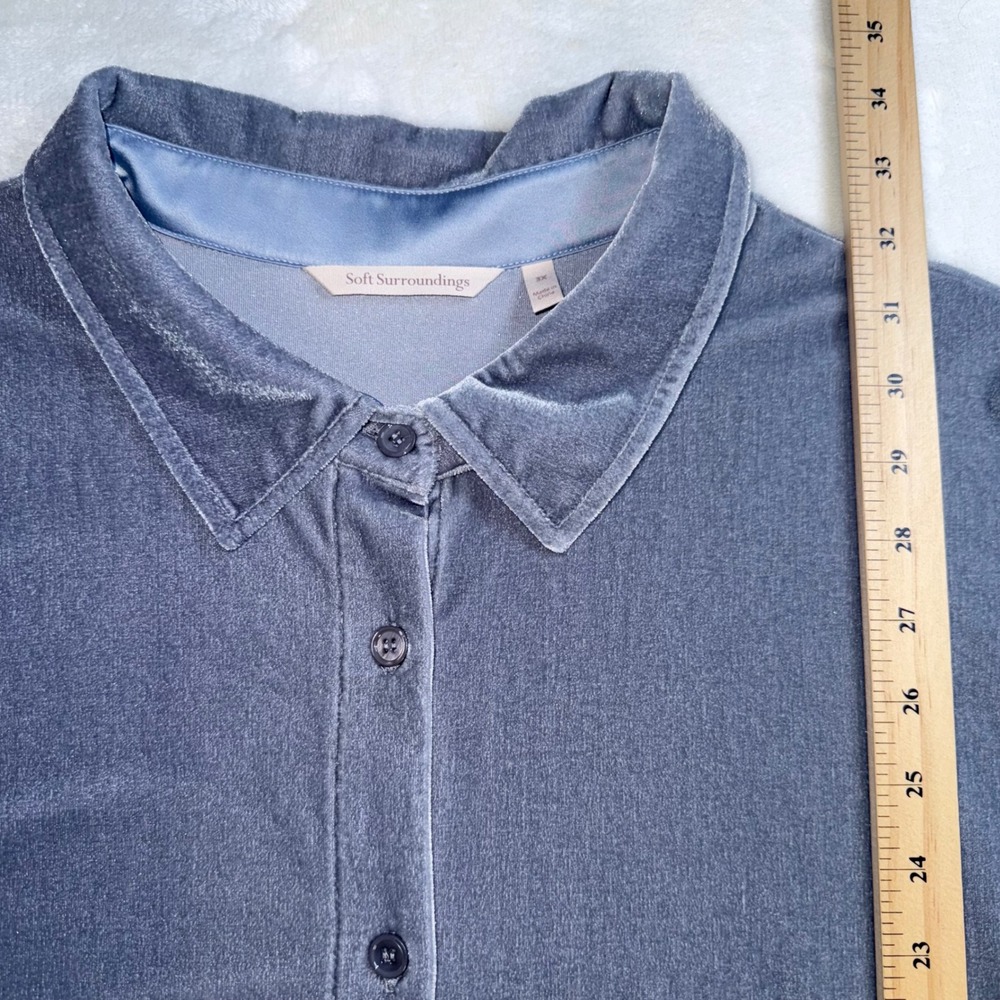 Soft Surroundings Velvet Boyfriend Tunic Button Down Shirt 3X Loungewear EUC - Picture 8 of 9